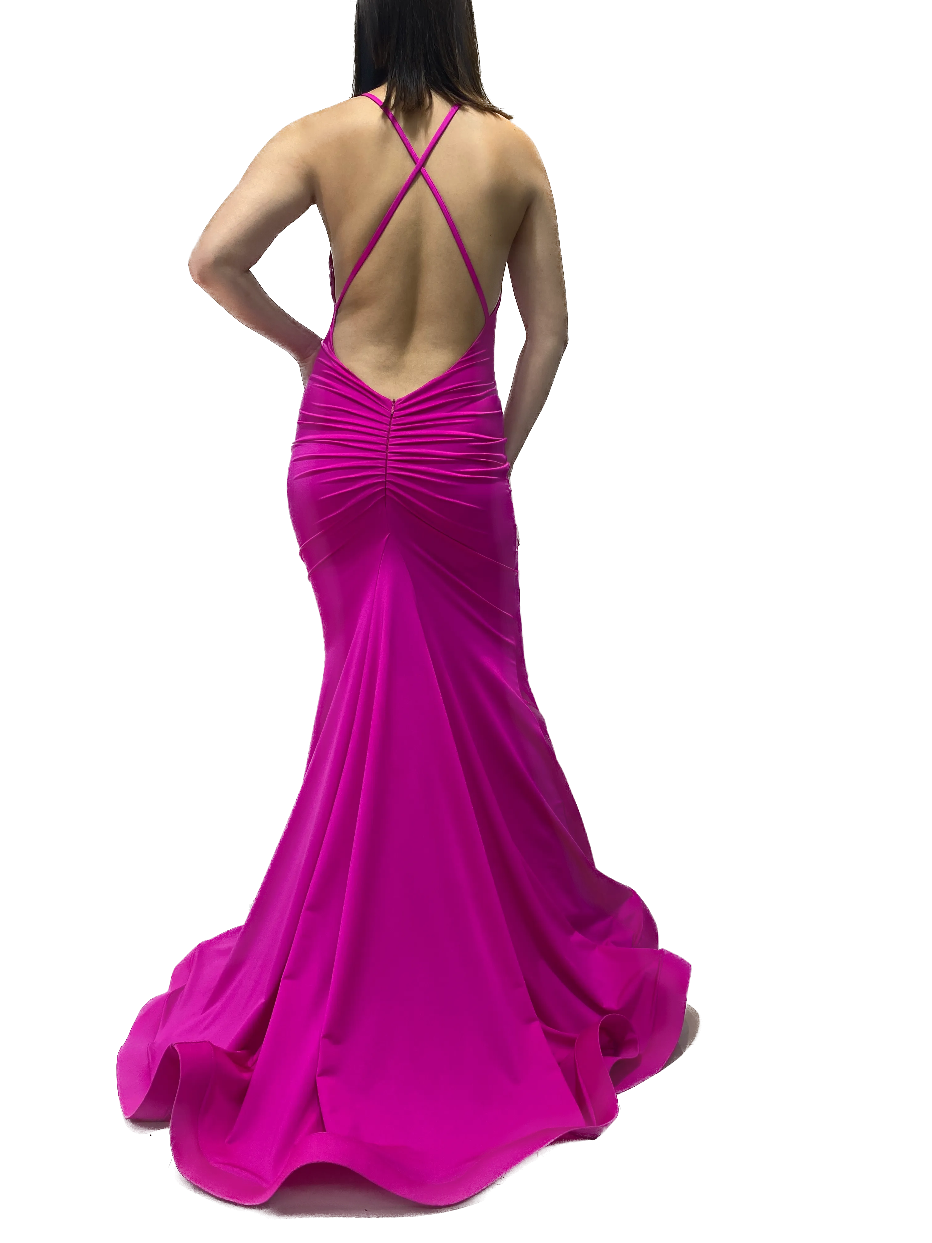 Cross Back Ruched Gown