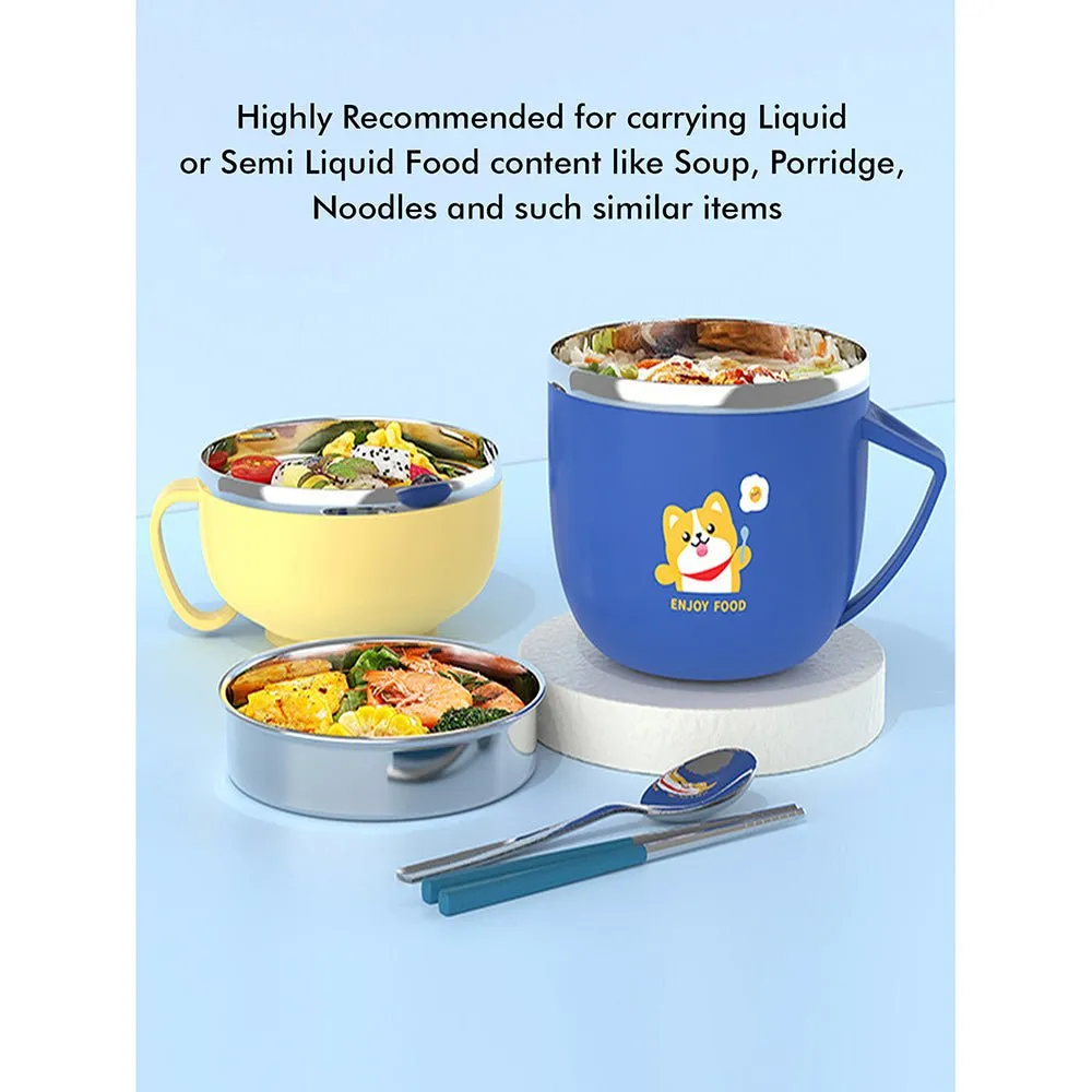 Dark Blue Small Size, Foxy Dual Handle Soup and Noodles Lunch Box with matching Cover