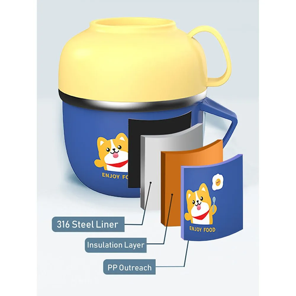 Dark Blue Small Size, Foxy Dual Handle Soup and Noodles Lunch Box with matching Cover