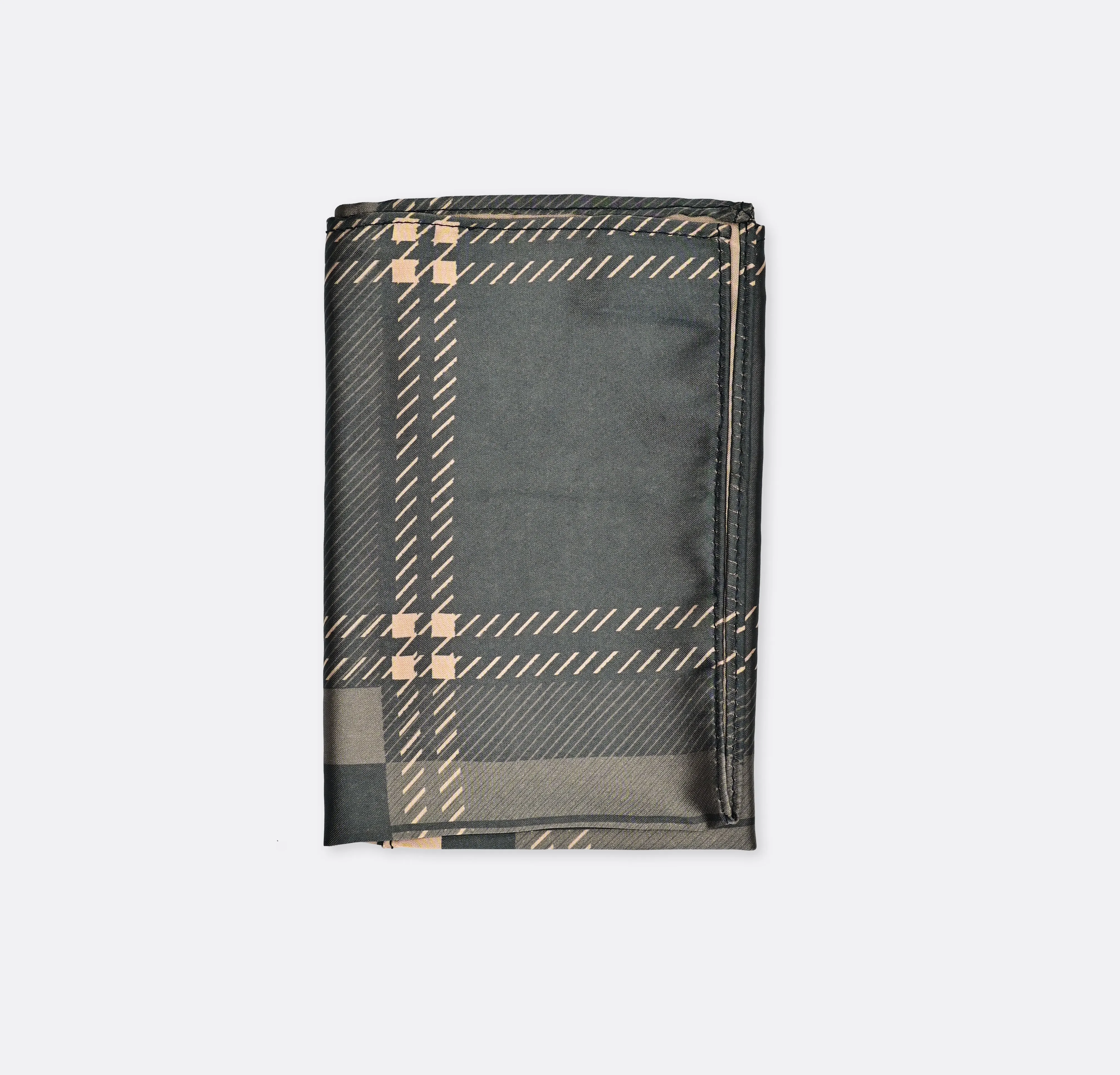 Dusty Grey Tartan Checks Silk Pocket Squares
