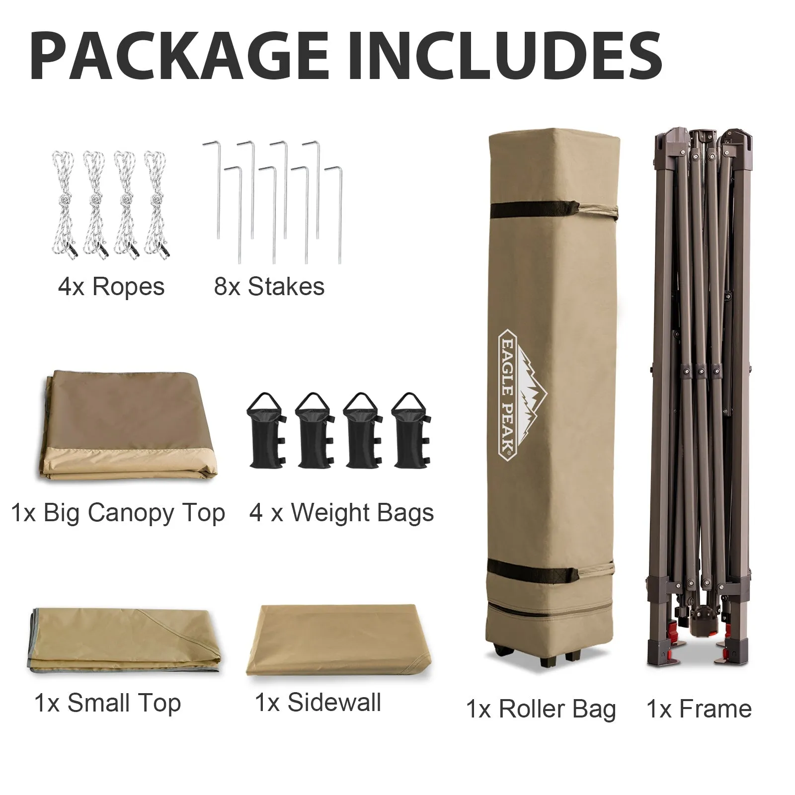 EAGLE PEAK 13x13 Straight Leg Pop Up Canopy Tent With sidewall