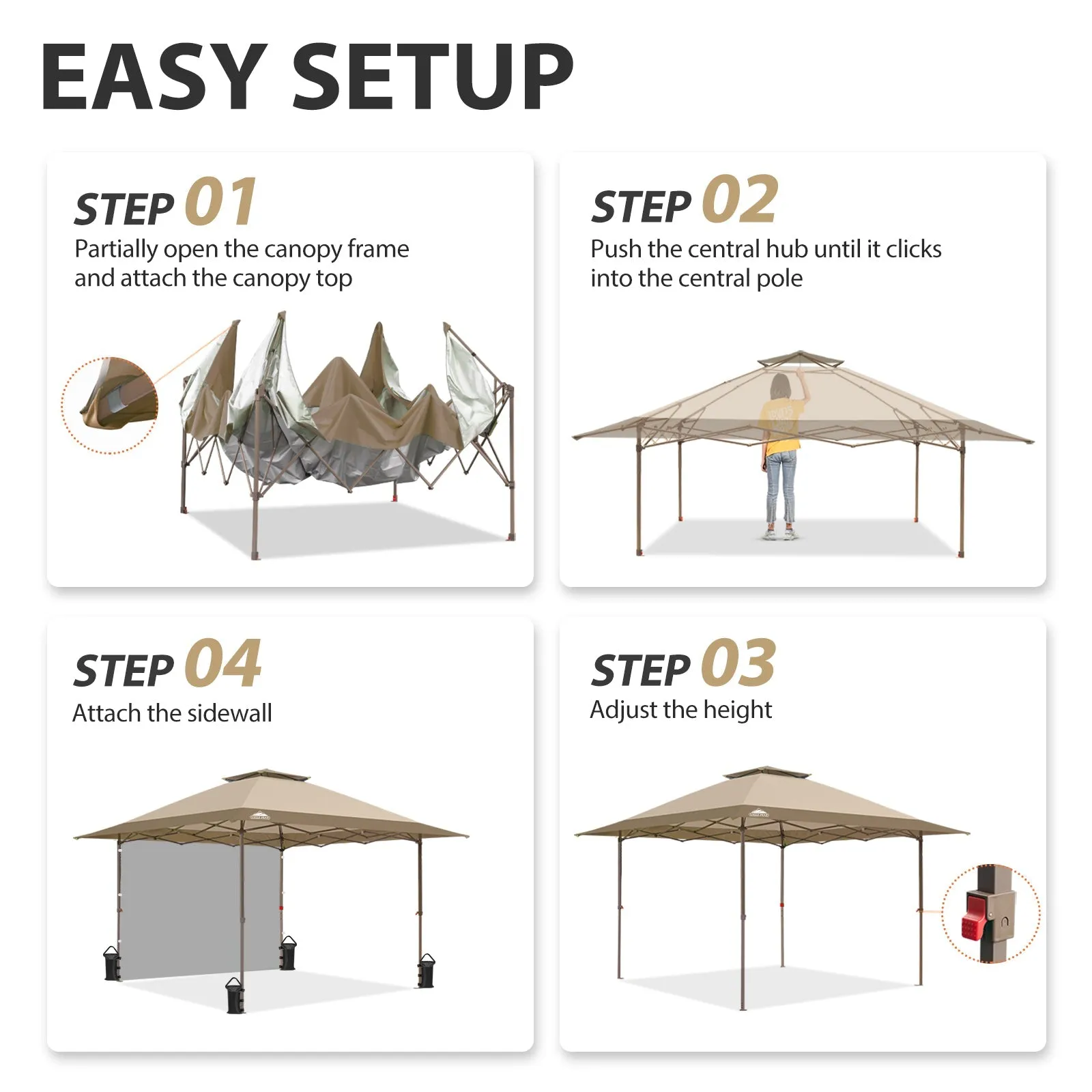 EAGLE PEAK 13x13 Straight Leg Pop Up Canopy Tent With sidewall