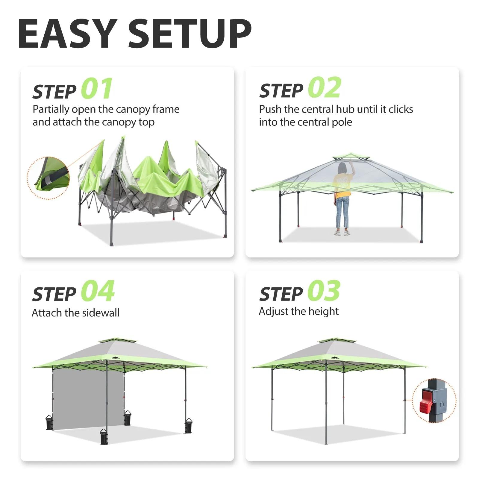 EAGLE PEAK 13x13 Straight Leg Pop Up Canopy Tent With sidewall