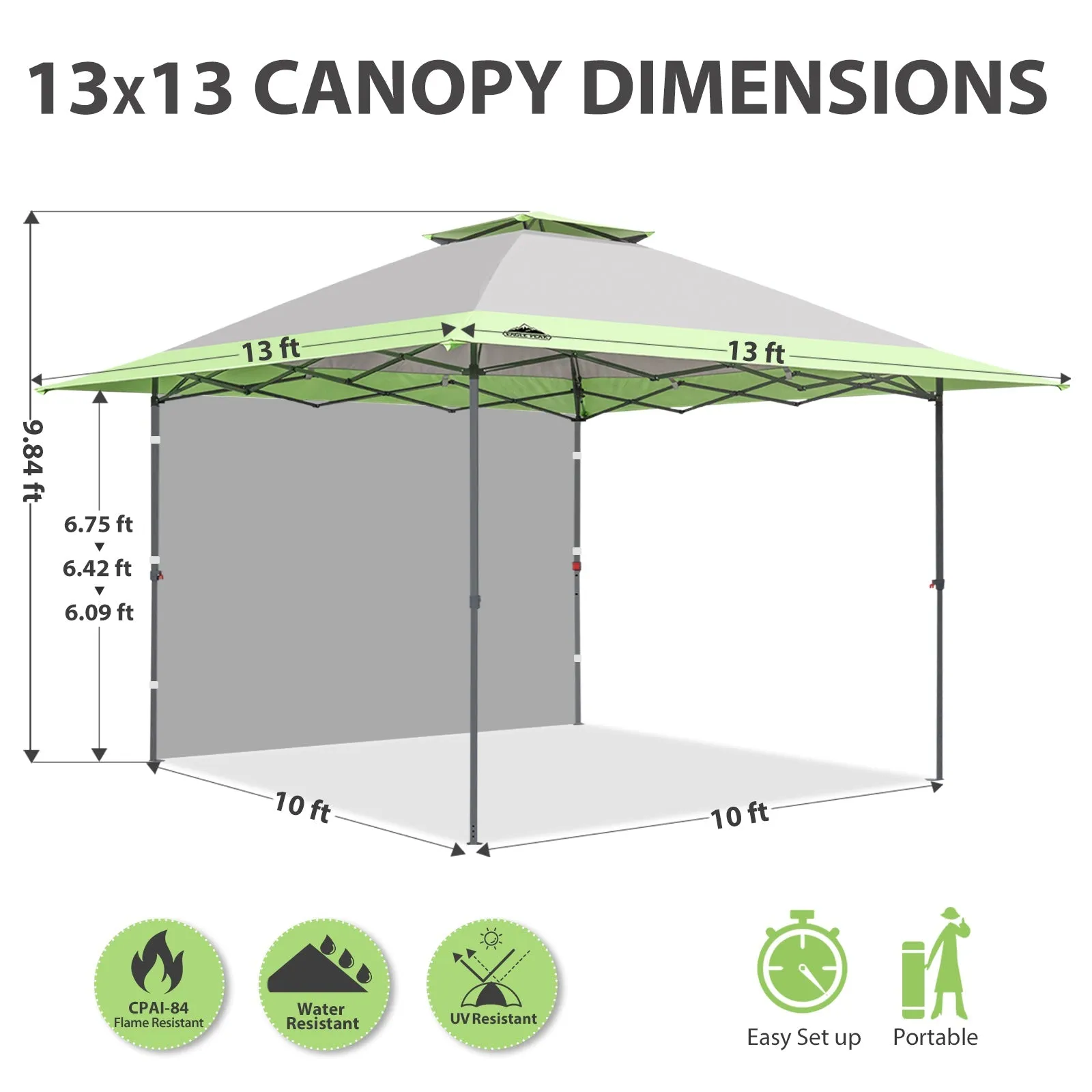 EAGLE PEAK 13x13 Straight Leg Pop Up Canopy Tent With sidewall