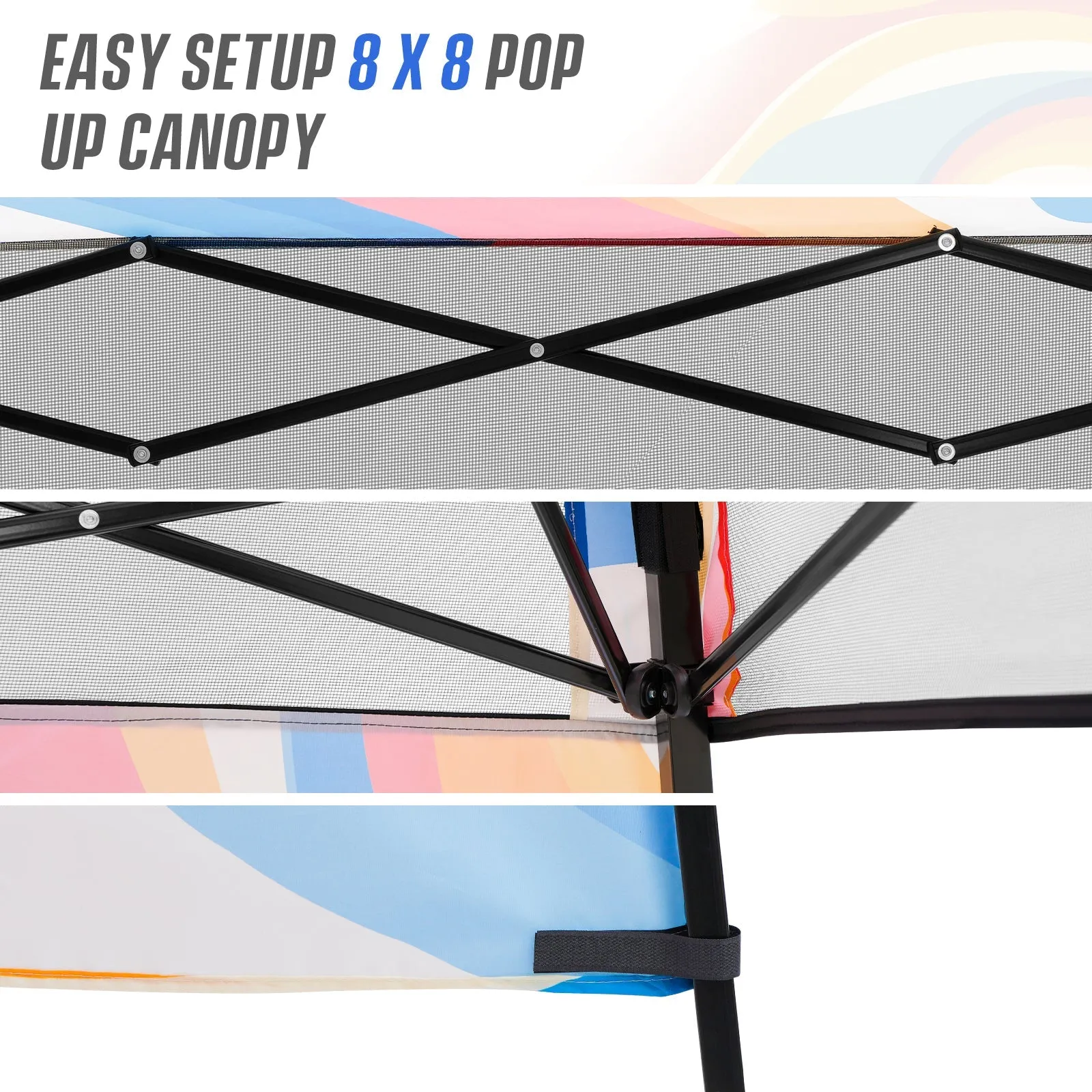 Eagle Peak SHADE GRAPHiX Day Tripper 8x8 Pop Up Canopy Tent with Digital Printed Swirl Top