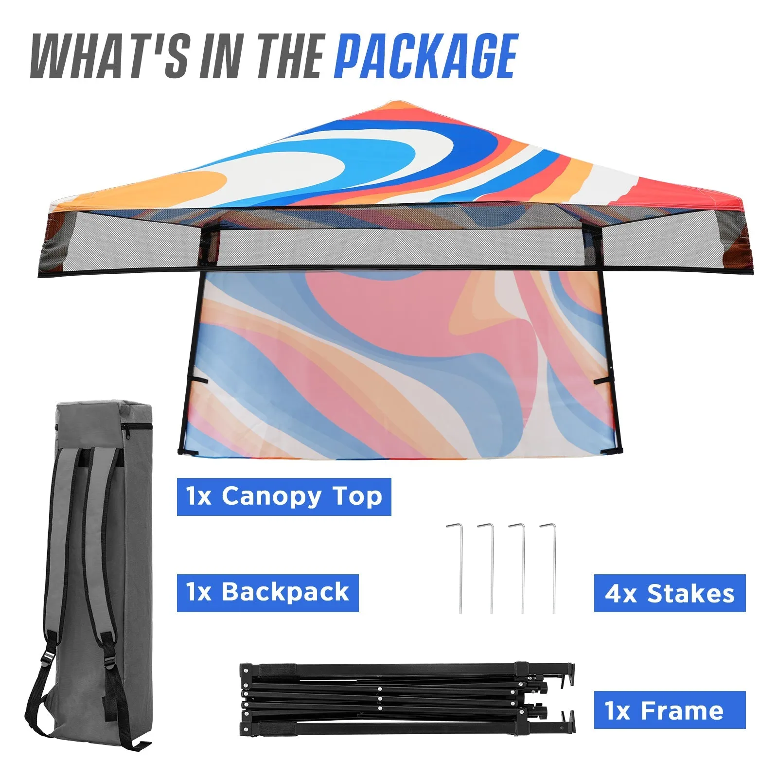Eagle Peak SHADE GRAPHiX Day Tripper 8x8 Pop Up Canopy Tent with Digital Printed Swirl Top