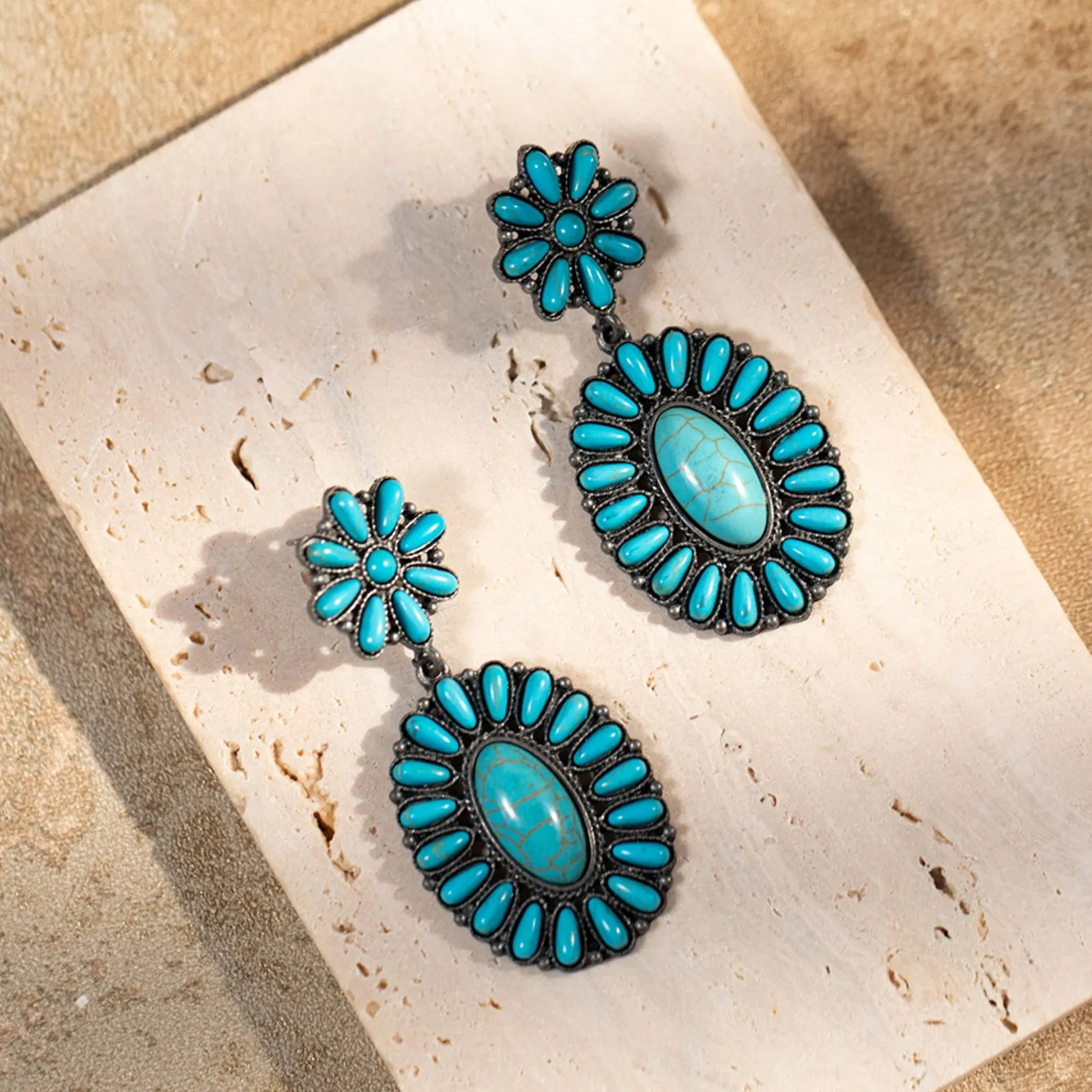 ER-1010 Rustic Couture's  Bohemian Natural Stone Dangle Earring - By Dozen