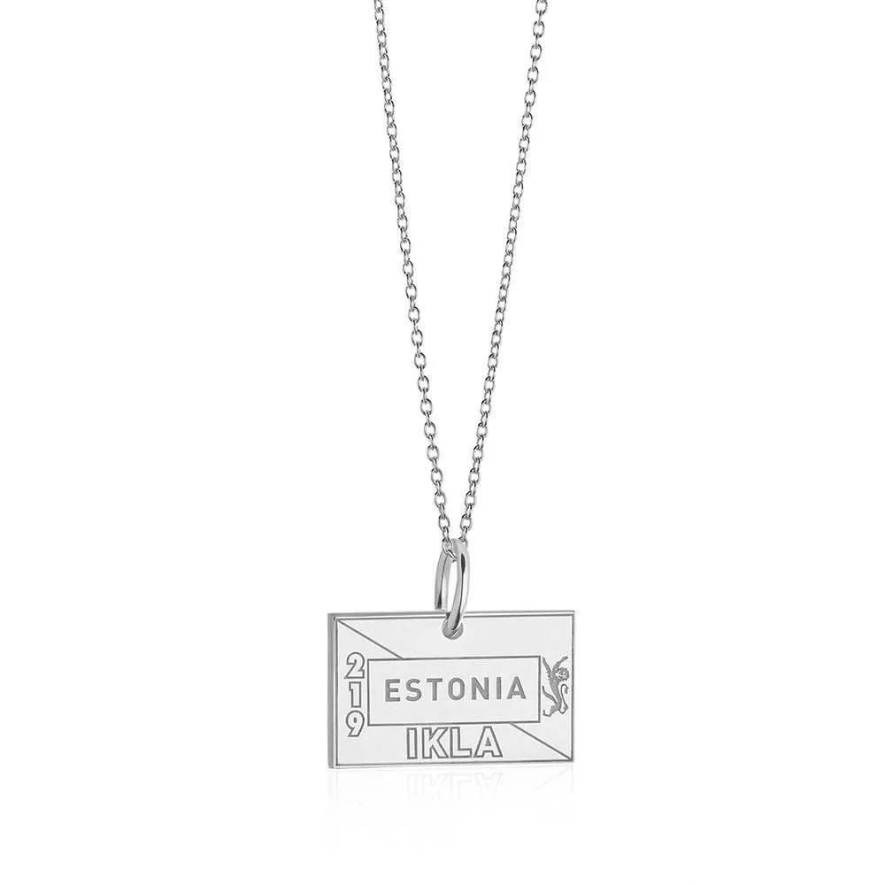 Estonia Passport Stamp Charm Silver