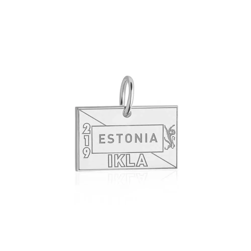 Estonia Passport Stamp Charm Silver