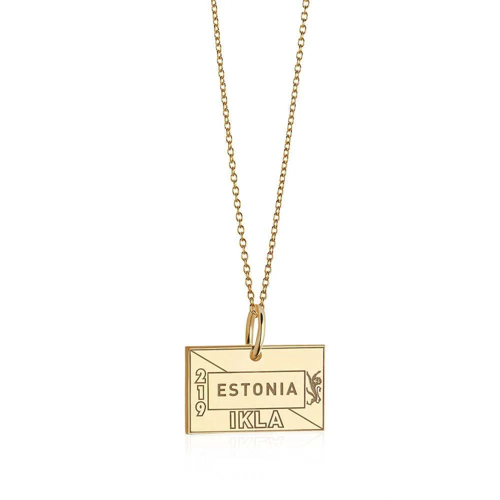 Estonia Passport Stamp Charm Solid Gold