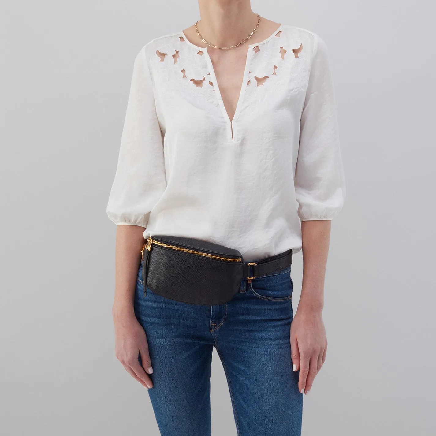Fern Belt Bag in Pebbled Leather - Flax