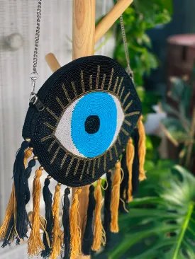 Hand beaded Evil Eye Clutch Crossbody