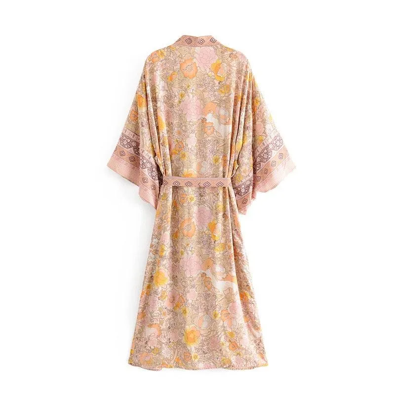 Handmade Bohemian Kimono, Bohemian Long Kimono, Beach Cover Up Kimono, Vintage Bohemian Kimono, Beach Dress Kimono, Boho Maxi Kimono