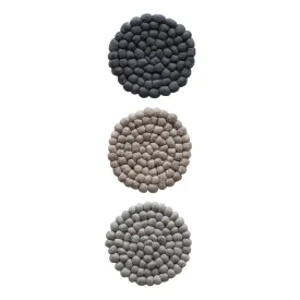 Handmade Wool Felt Ball Trivet, 3 Colors