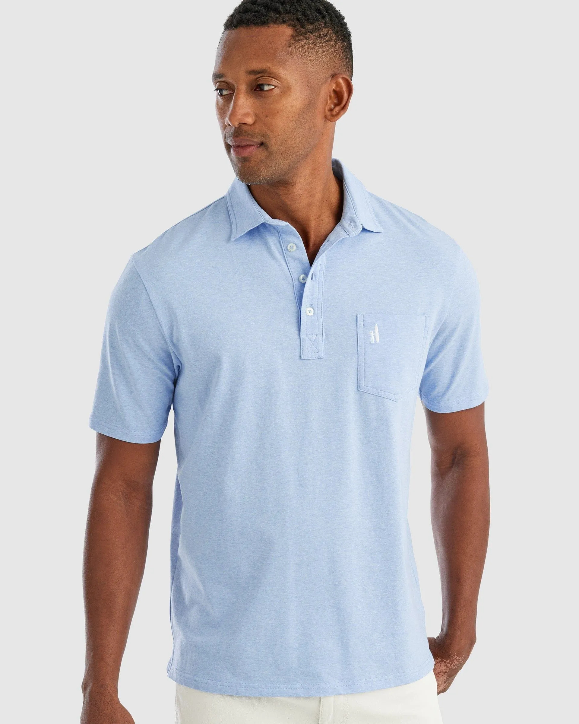 Heathered Original Polo- Gulf Blue