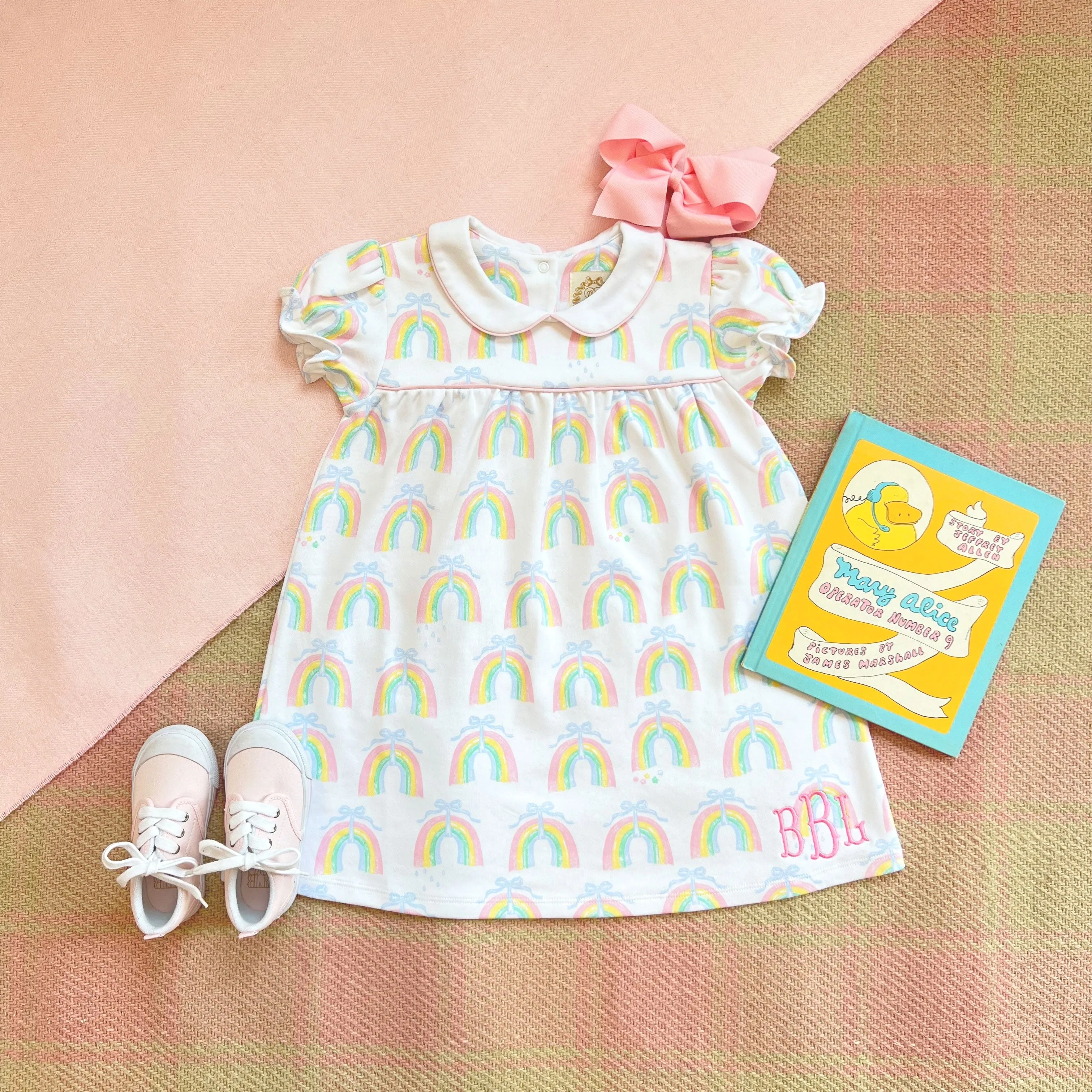 Holly Day Dress - Raine Bows with Palm Beach Pink