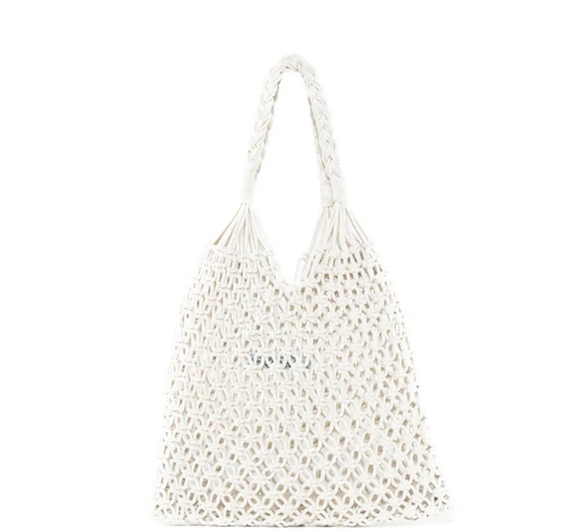 JADEtribe Macrame Sac Charm Tote Sand