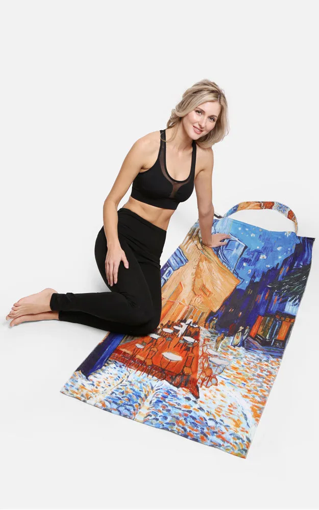 JTB002-30 2 in 1 Cafe Terrace at Night Print Beach Towel & Beach Bag