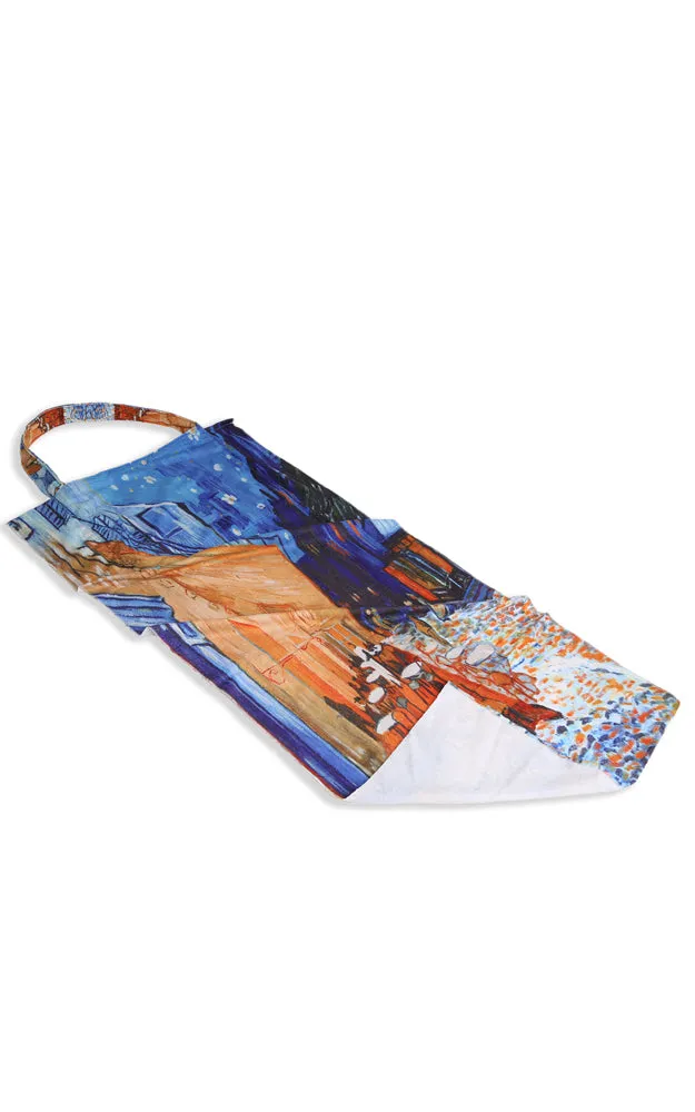 JTB002-30 2 in 1 Cafe Terrace at Night Print Beach Towel & Beach Bag
