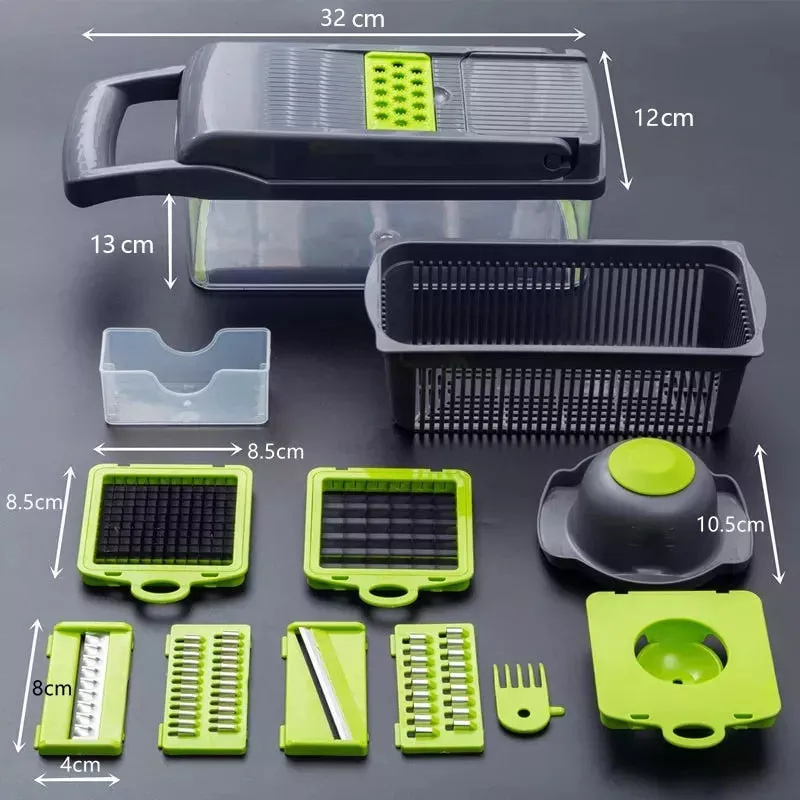 Kitchen Multifunction Cutter Chop Slice Dice Grate Draining Basket