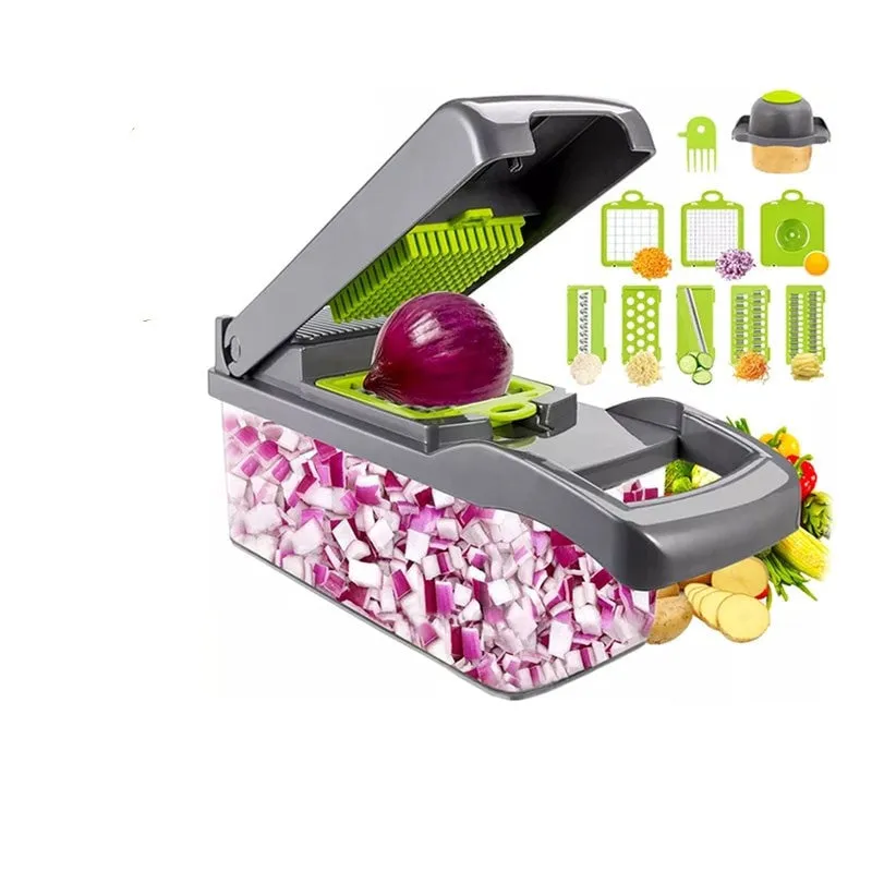 Kitchen Multifunction Cutter Chop Slice Dice Grate Draining Basket