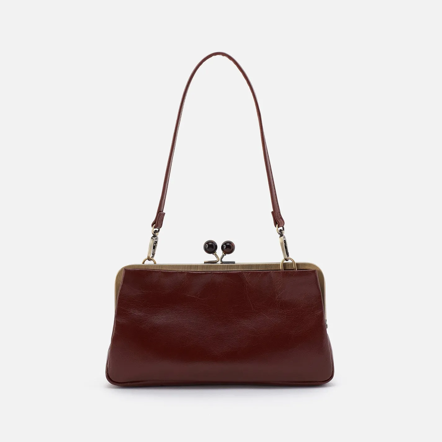 Lauren Frame Crossbody In Polished Leather - Chocolate