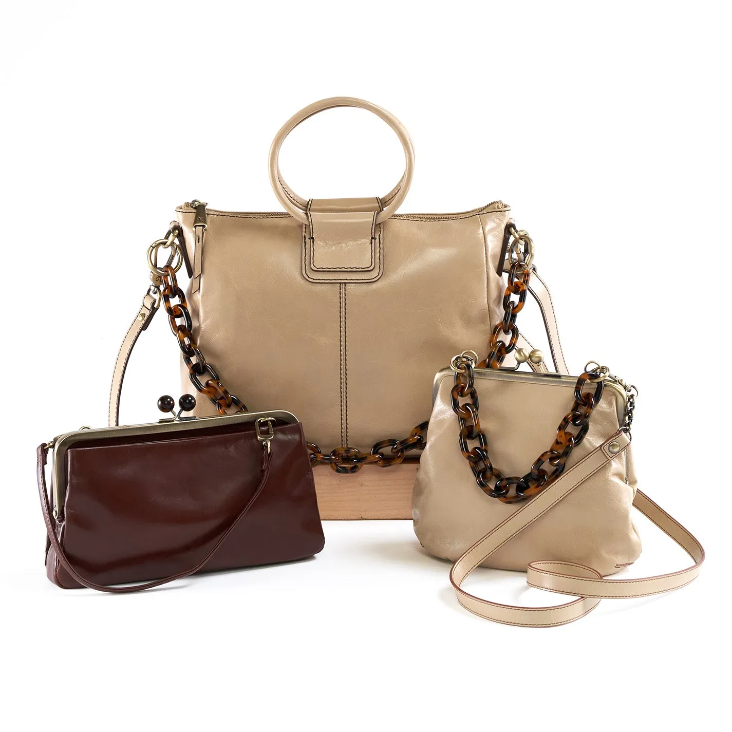 Lauren Frame Crossbody In Polished Leather - Chocolate