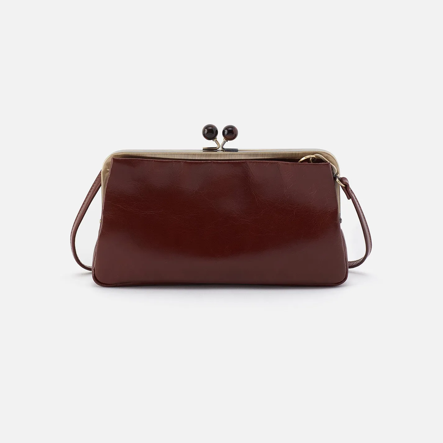 Lauren Frame Crossbody In Polished Leather - Chocolate