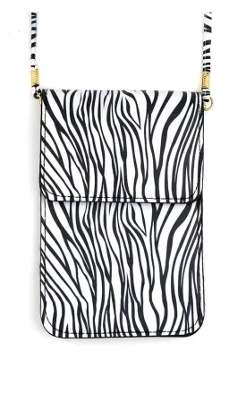 MB0052 Zebra Printed Cellphone Crossbody Bag