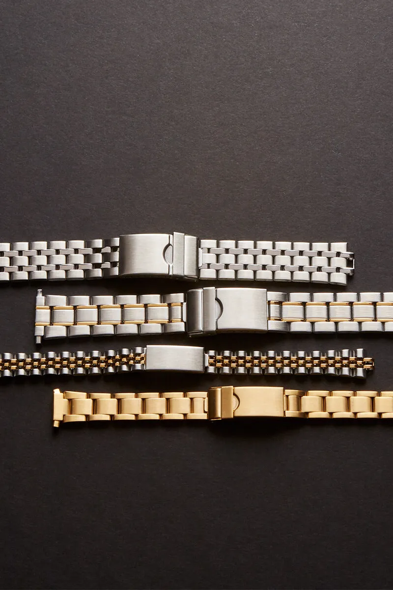 Mens 18-22MM Stainless Steel Mesh Band with Straight Adjustable End in Gold, Silver or Black