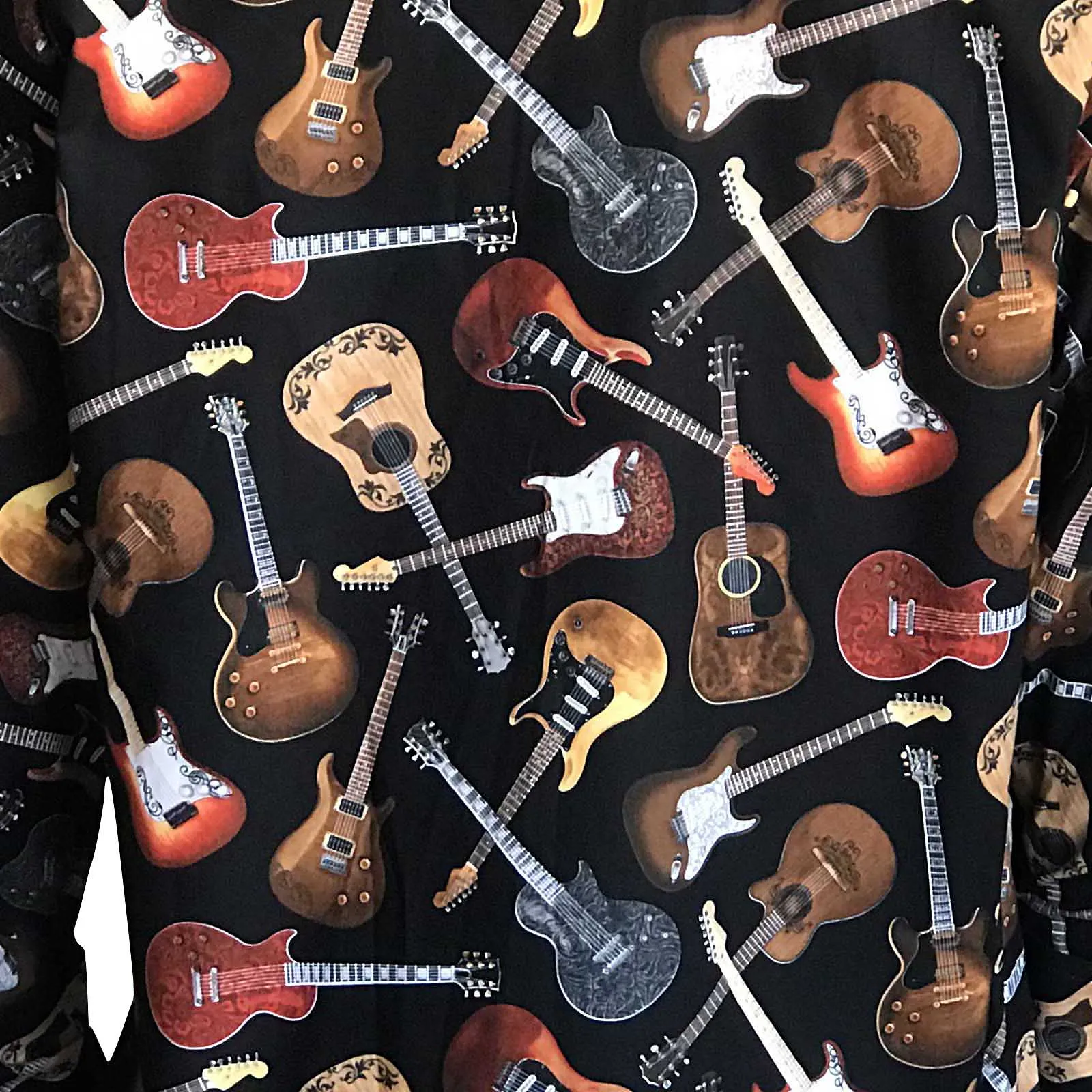 Men's Black Electric Guitars Print Western Shirt