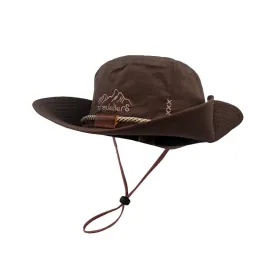 Mountain Embroidery & Adjustable Strap Cotton Safari Hat