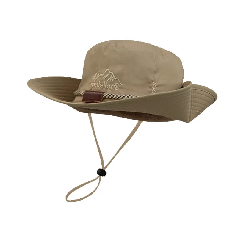 Mountain Embroidery & Adjustable Strap Cotton Safari Hat