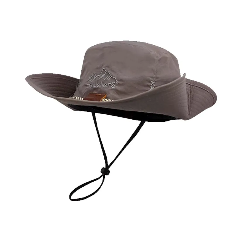 Mountain Embroidery & Adjustable Strap Cotton Safari Hat
