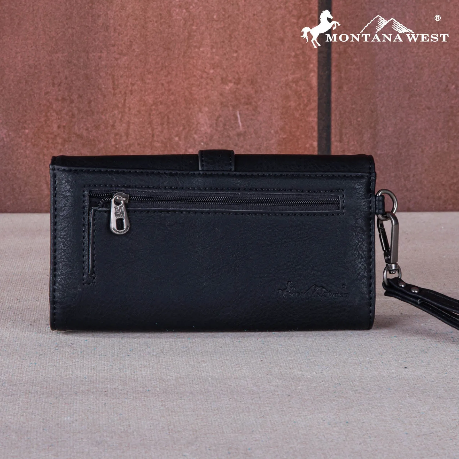 MW1252-W018 Montana West Embroidered Buckle Collection Wallet