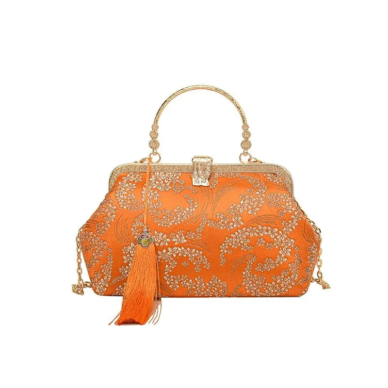 Orange Blossom Floral Paisley Clutch