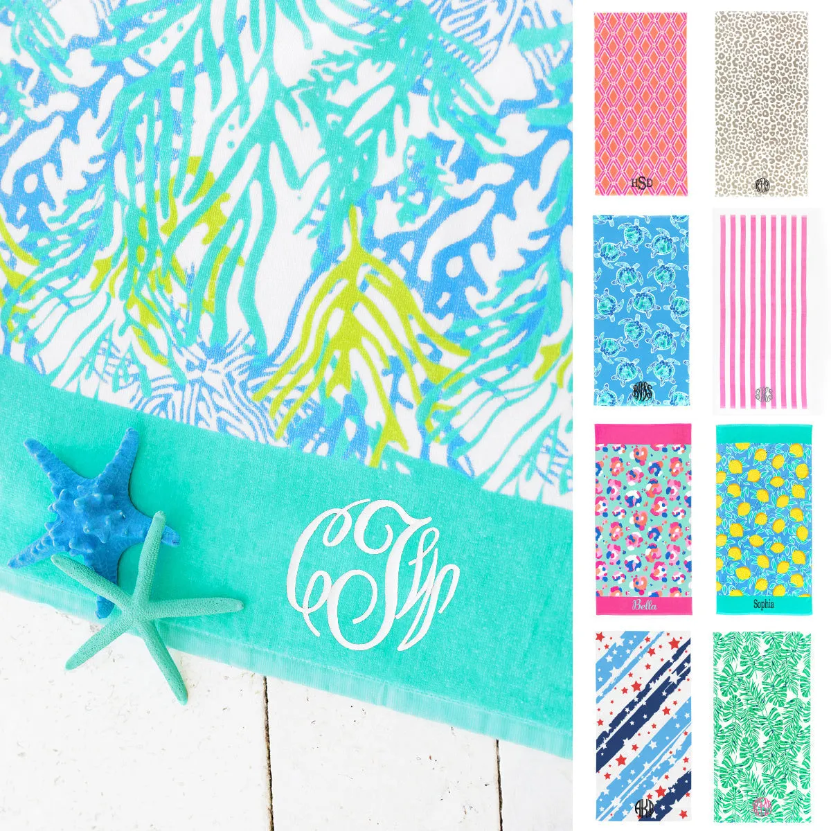 Personalized Large Beach Towel Monogram Included