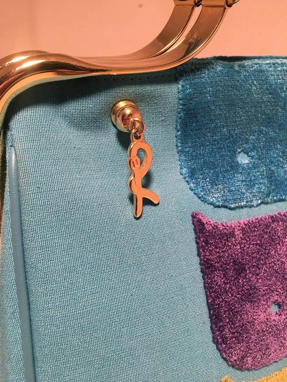 ROBERTA DI CAMERINO BLUE LINEN HANDBAG