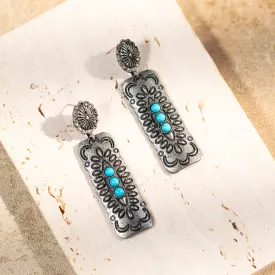 Rustic Couture Bohemian Antique Plated Natural Stone Dangle Earrings