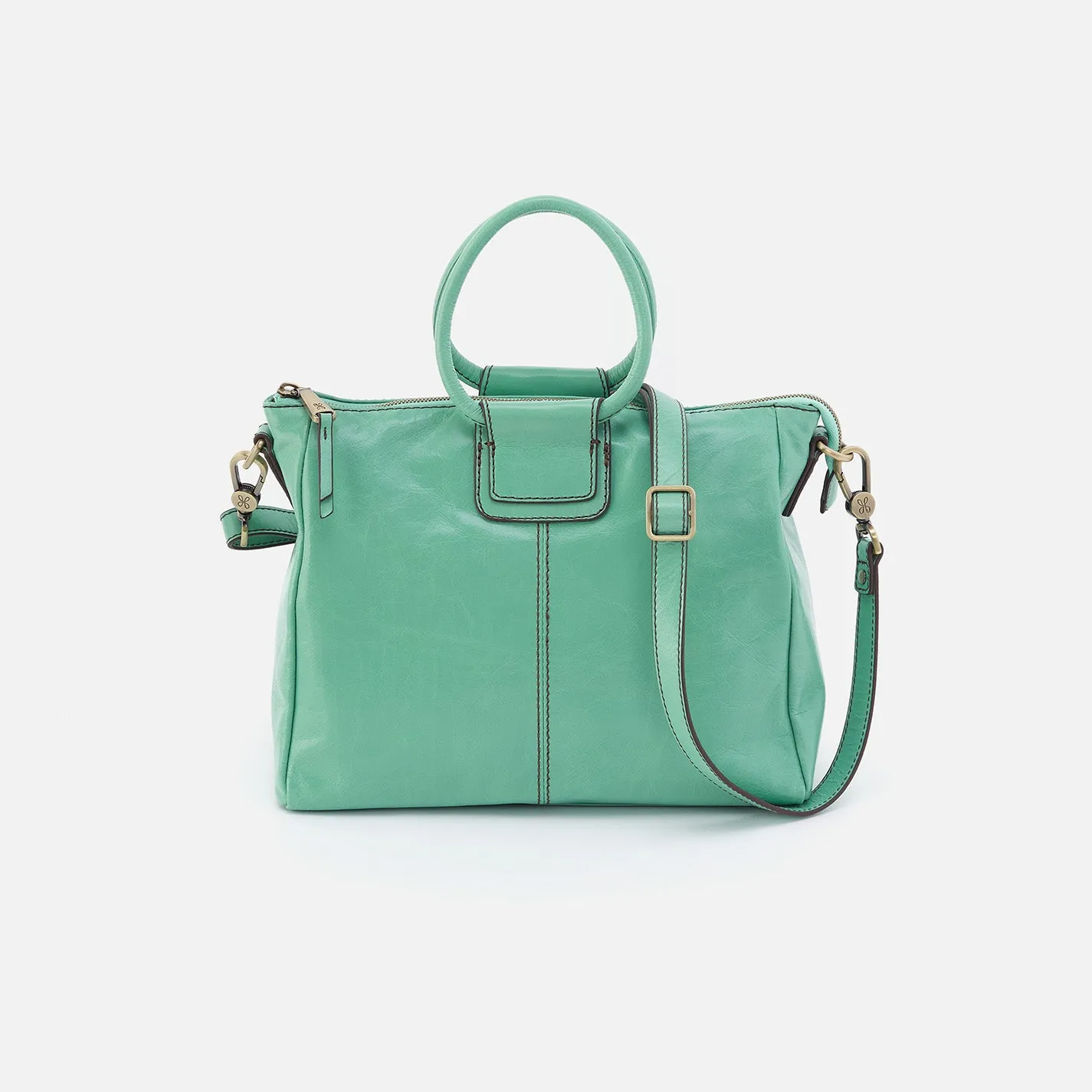Sheila Medium Satchel in Polished Leather - Seaglass