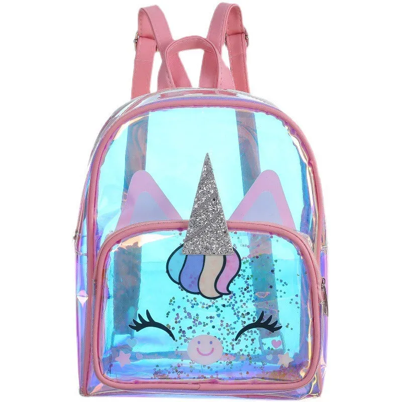 Unicorn Children's Transparent Colorful Backpack and School Bag
