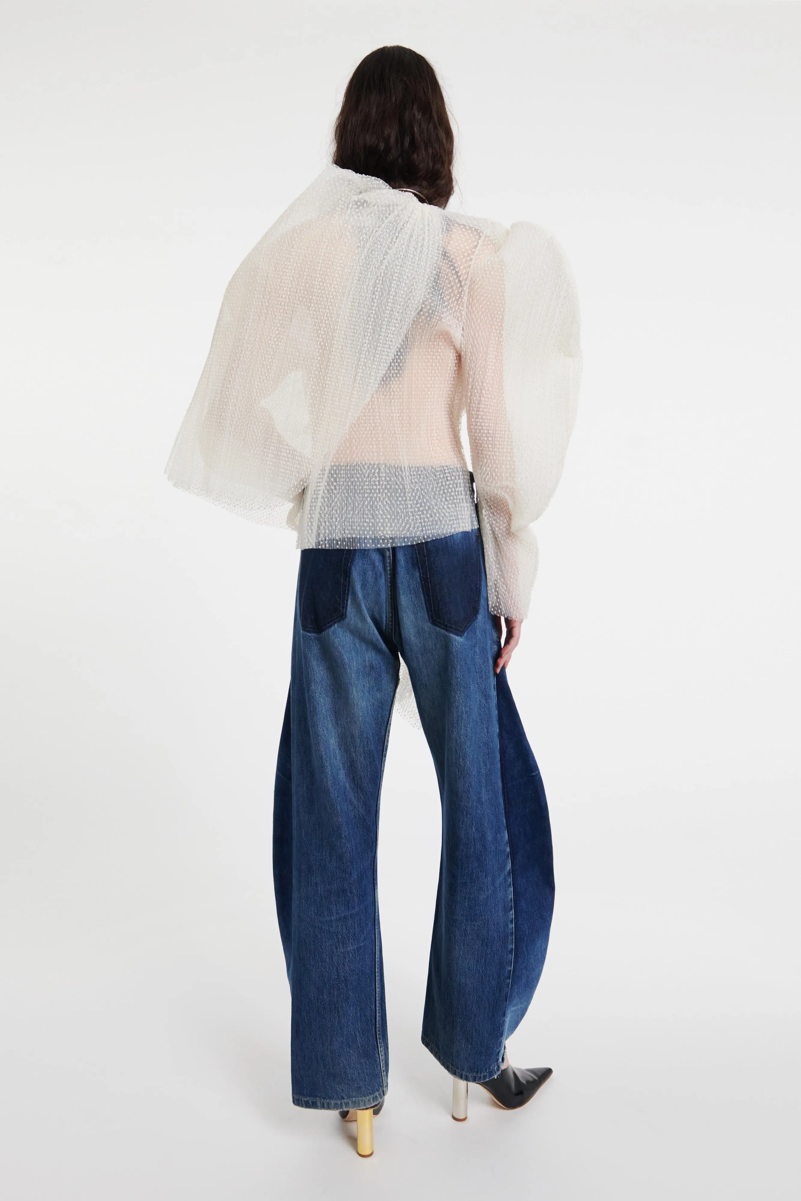 Upcycled Jeans With Curved Side Inserts Blue Denim