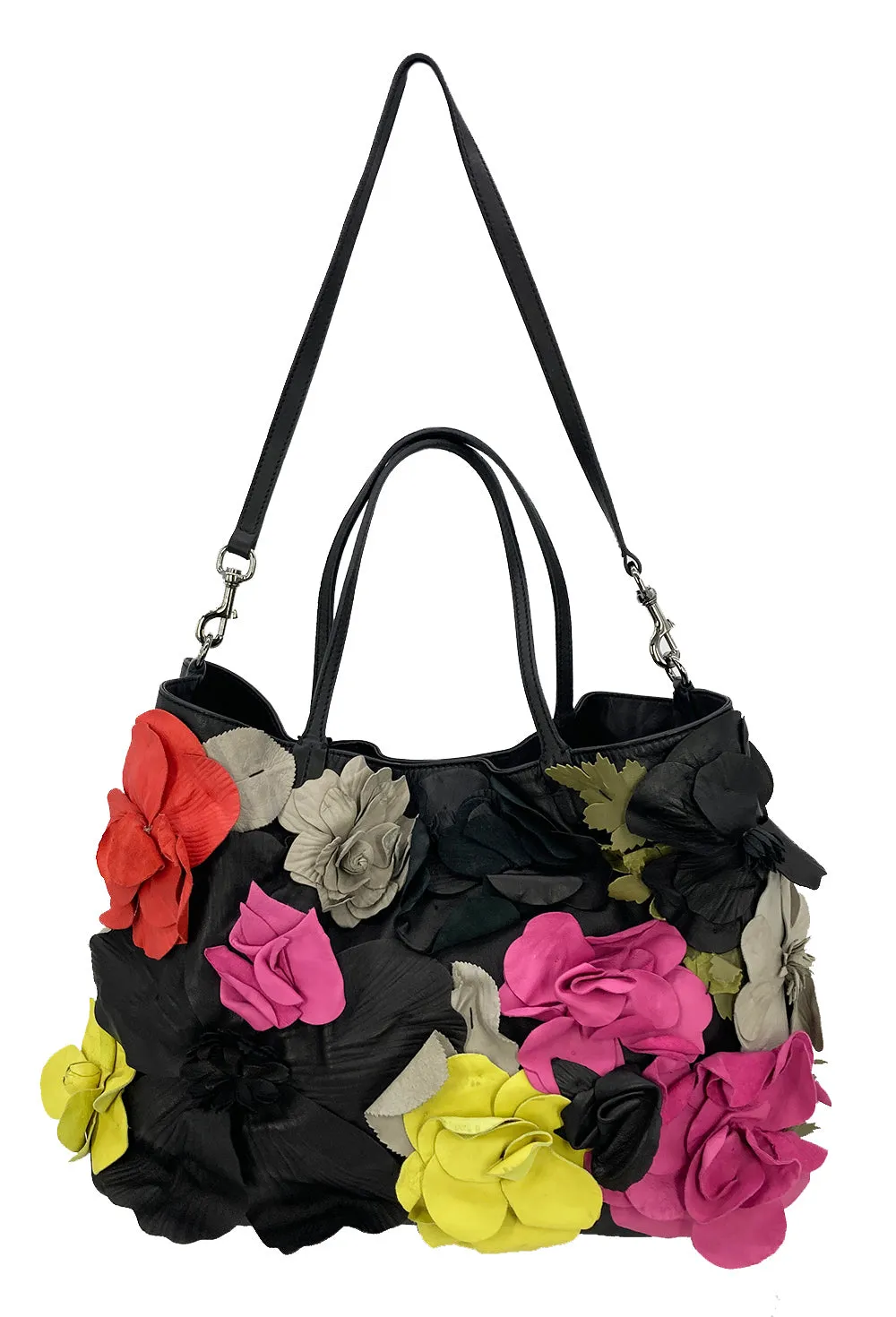 Valentino Leather Floral Embellished Tote