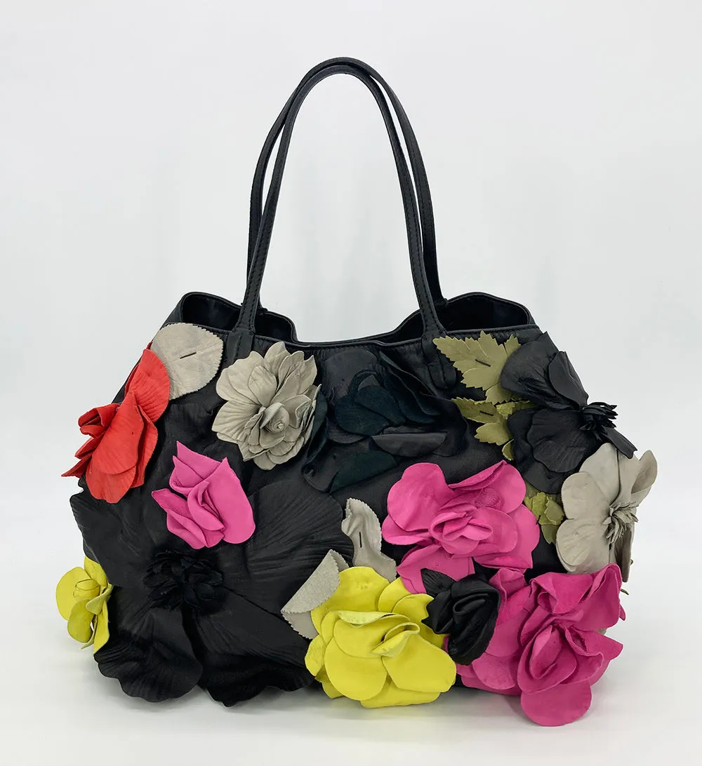 Valentino Leather Floral Embellished Tote