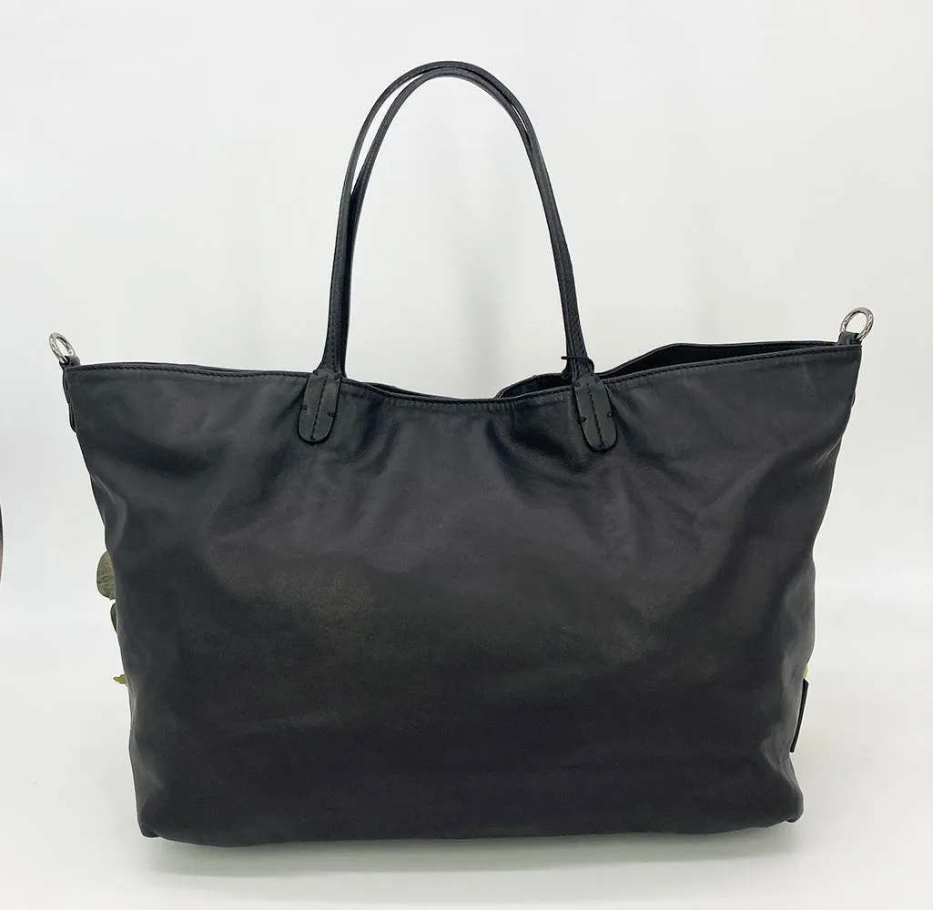 Valentino Leather Floral Embellished Tote