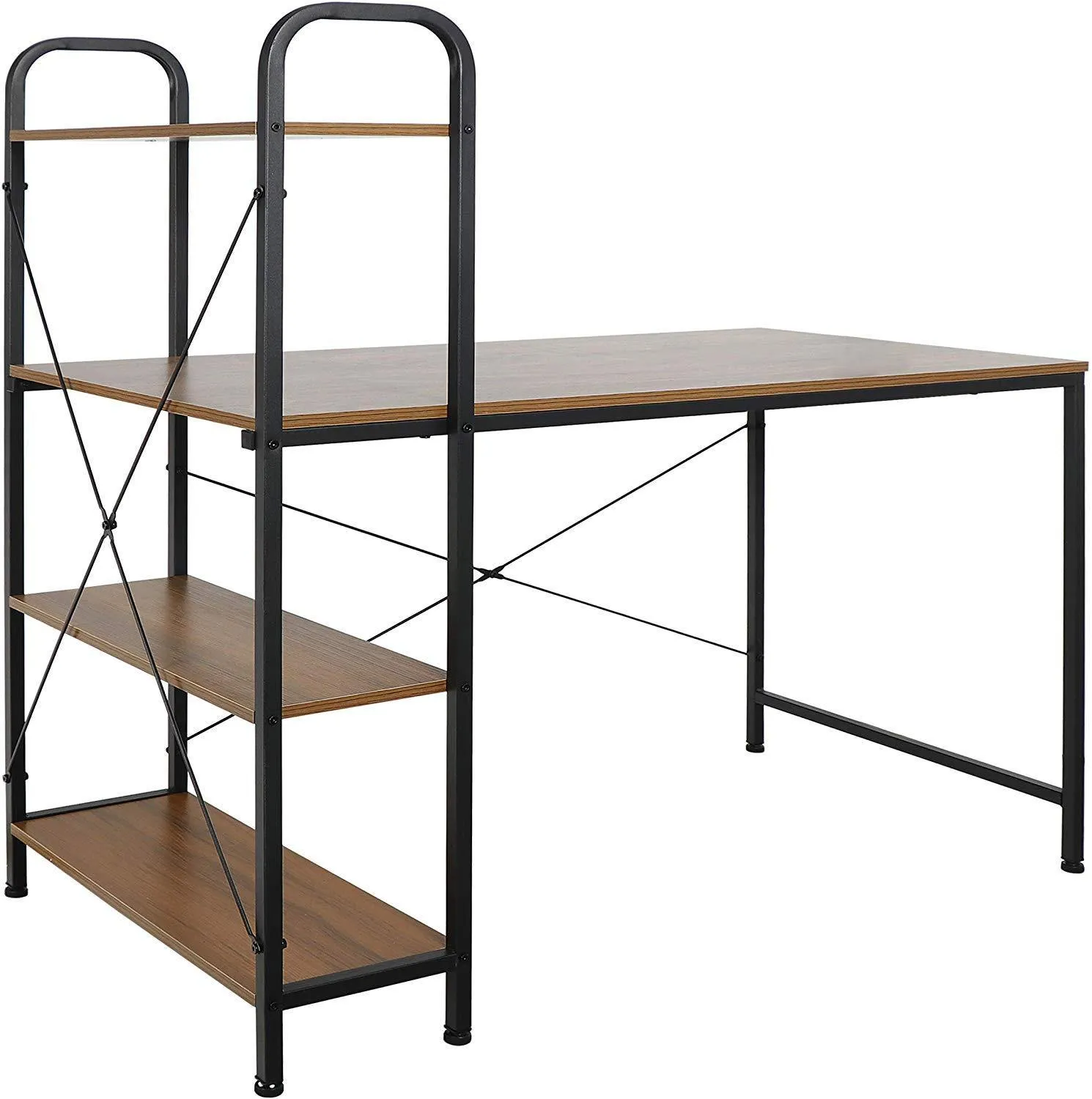 ZENY™ Computer Desk with 4-Tier Storage Shelves Home Office Desk,Multi-Purpose Study Table Writing Desk