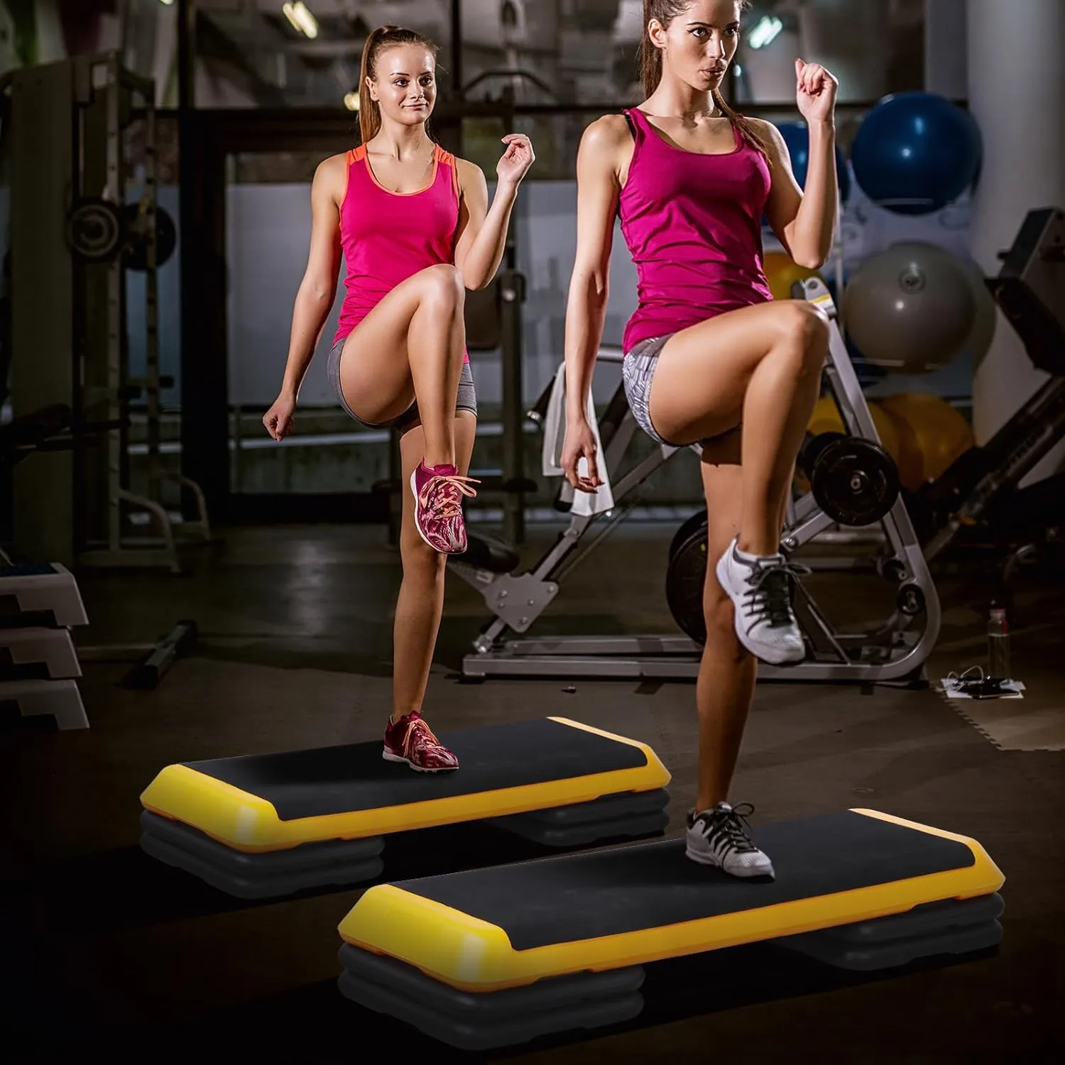 ZENY™ Exercise Aerobic Step Platform Adjustable Fitness Stepper with 4 Detachable Risers Fitness Home Gym Cardio Strength &Training