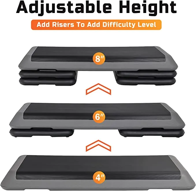 ZENY™ Exercise Aerobic Step Platform Adjustable Fitness Stepper with 4 Detachable Risers Fitness Home Gym Cardio Strength &Training