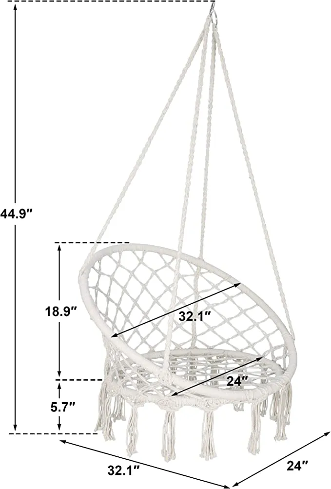 ZENY™ Hanging Hammock Swing Chair Rope Swing Seat for Indoor Outdoor Patio Garden Porch